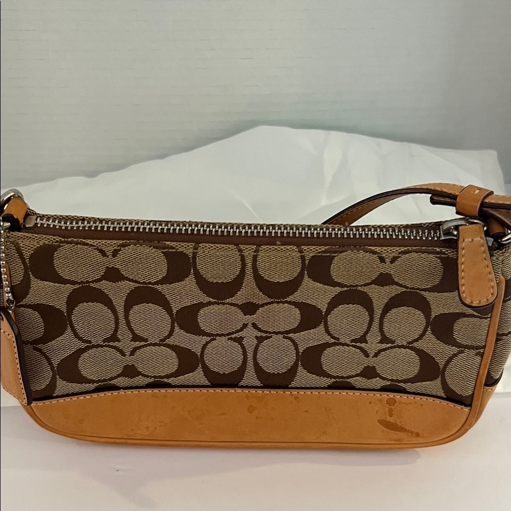 Coach Signature Brown and Tan Shoulder Bag